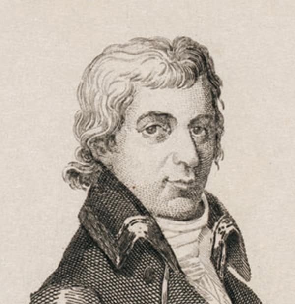 An engraving of a young man from the late 18th century, wearing a fine wig and high-collared jacket.
