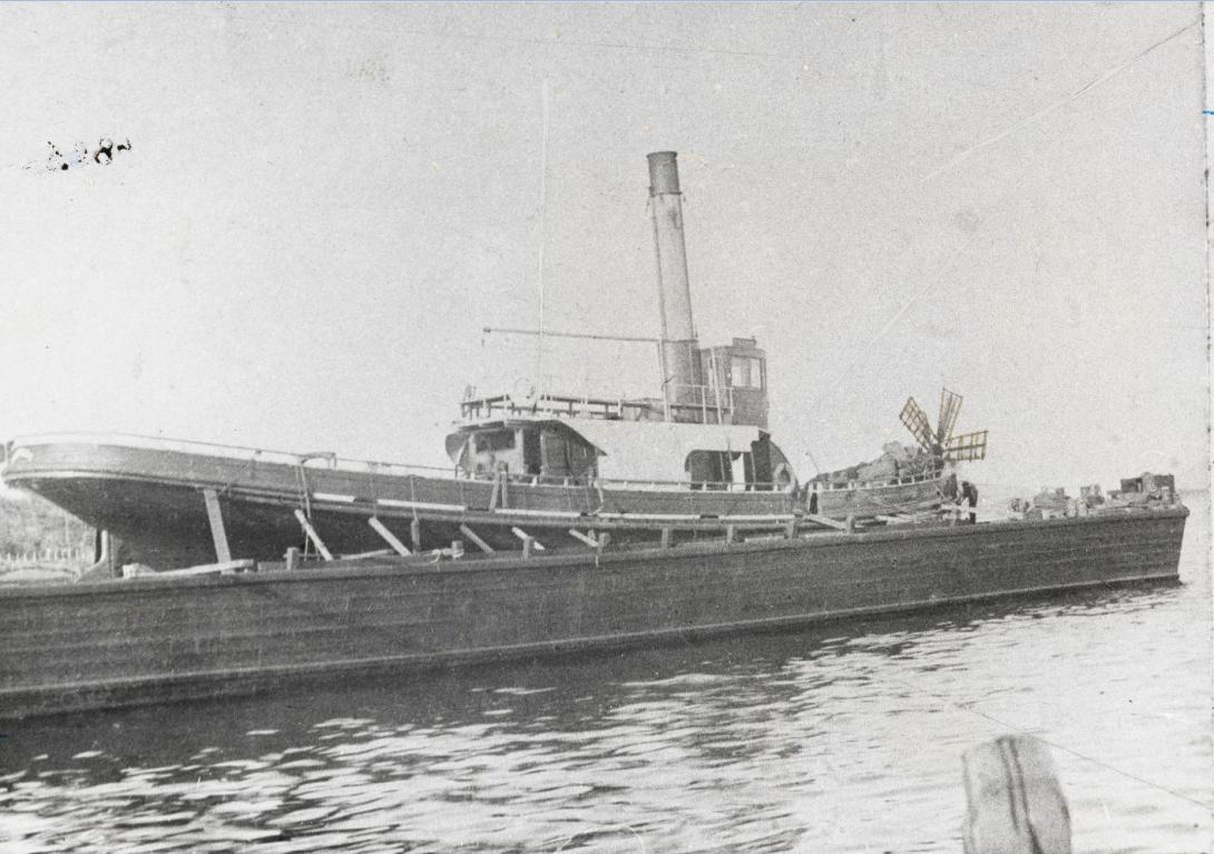  Bruce in the floating dock at Albany, about 1900. The windmill on the dock operated the pump. 