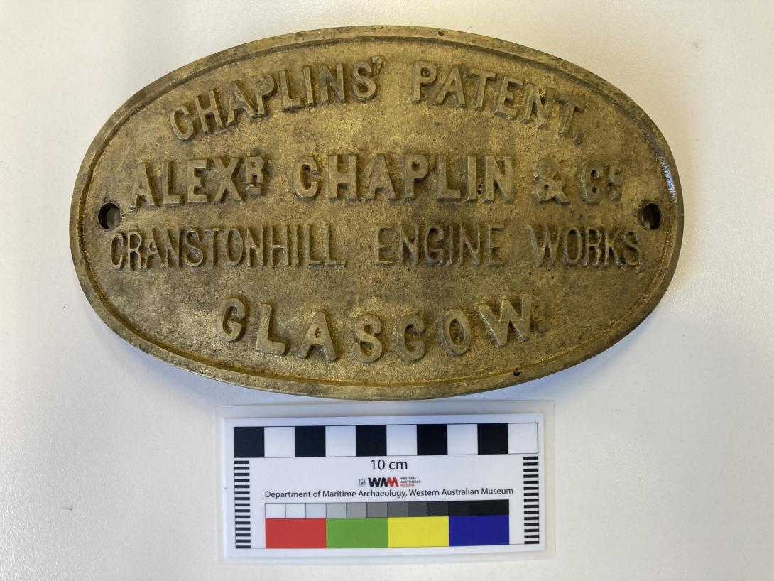  Alexander Chaplin & Company’s name plate found on the distiller during conservation treatment